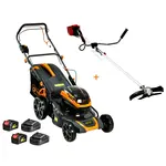 Газонокосилка аккумуляторная GTM BLM48-SP + АКБ и ЗУ + Коса аккумуляторная BC36/340BL, фото 