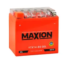 Акумулятор MAXION Gel 12V, 12A L+ (лівий +) YTX 14-BS, image 