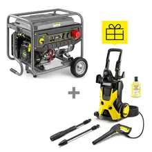 Генератор Karcher PGG 8/3 бензиновый, 380В (+230В), электростарт, max 7.5кВт, AVR + Минимойка высокого давления Karcher K5, 145 бар, 2.1кВт, фото 