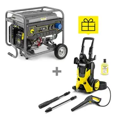 Генератор Karcher PGG 6/1 бензиновий, 230В, електростарт, max 5.5кВт, 13л.с., AVR + Мінімийка високого тиску Karcher K5, 145 бар, 2.1кВт, image 