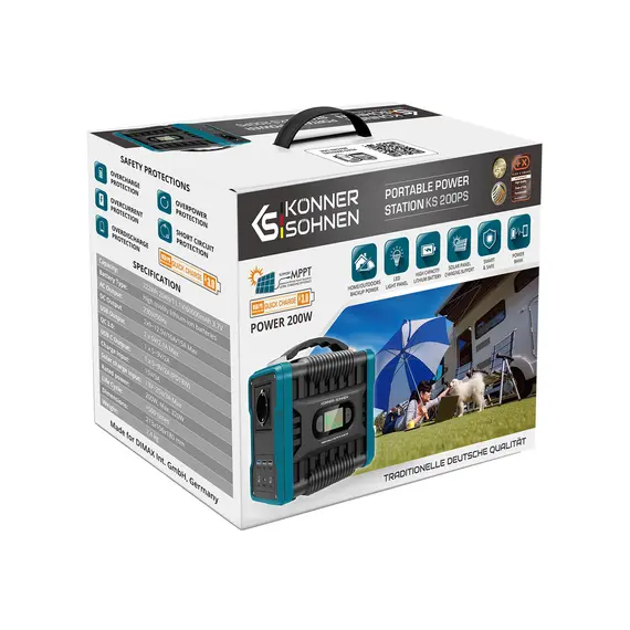 Портативная зарядная станция Konner&Sohnen KS 200PS, 200 Вт, 222Вт/час, Li-Ion (литий-ионный), фото , изображение 12
