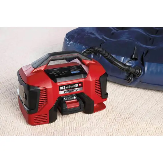 Компрессор аккумуляторный Einhell PRESSITO 18/21, 18В, PXC, 14-9 и 6 л/мин, 10.5 бар, выс. и низк. давление, 2.06 кг (без АКБ и ЗУ), фото , изображение 3