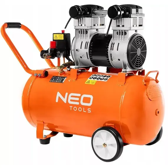 Компресор повітряний Neo Tools 12K022, безмасляний, 1150Вт, 50л, 8бар, 180л/хв, 2-х поршневий, IP20, image 
