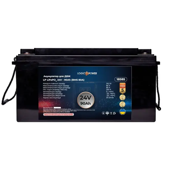 Акумулятор для ДБЖ LogicPower LiFePO4 24V-90 Ah BMS 80A (LP18585), image 