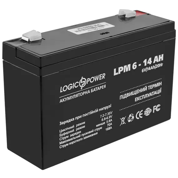 Акумулятор Logicpower AGM LPM 6-14 AH, image 