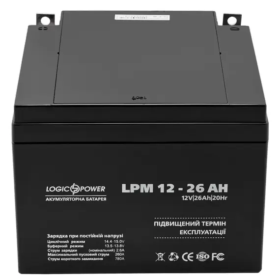 Акумулятор Logicpower AGM LPM 12 - 26 AH, image _ab__is.image_number.default