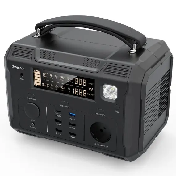 Портативна зарядна станція Choetech BS004-EU-BK, 500 Вт, 484Вт/час, Li-Ion (літій-іонний), image 