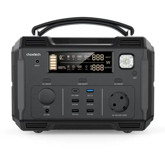 Портативна зарядна станція Choetech BS004-EU-BK, 500 Вт, 484Вт/час, Li-Ion (літій-іонний), image _ab__is.image_number.default