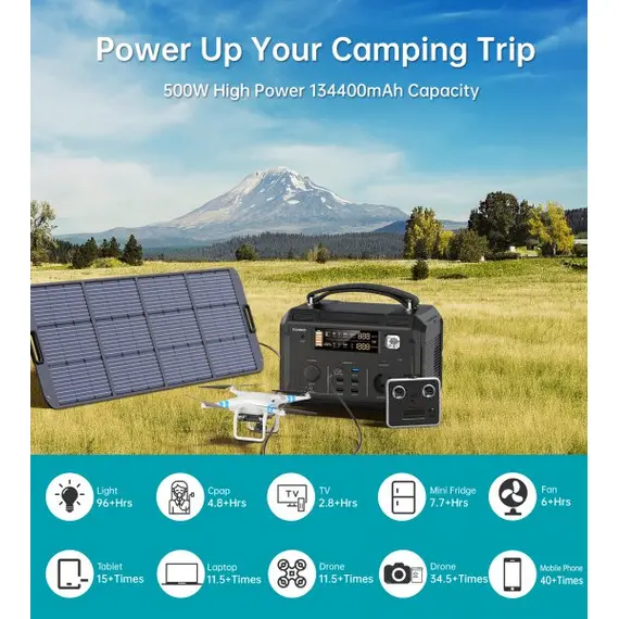 Портативна зарядна станція Choetech BS004-EU-BK, 500 Вт, 484Вт/час, Li-Ion (літій-іонний), image _ab__is.image_number.default