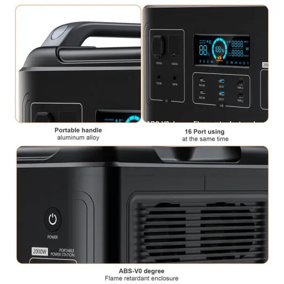 Портативна зарядна станція Choetech BS006-EU-BK, 2000 Вт, 1997Вт/час, LiFePO4 (літій-залізо-фосфатний), image _ab__is.image_number.default