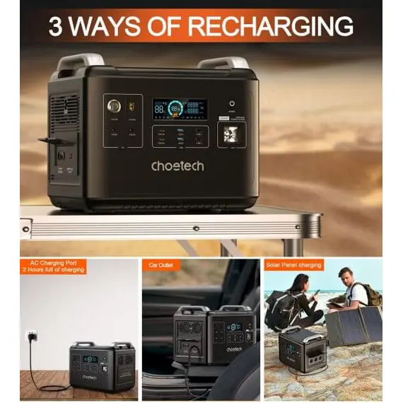 Портативна зарядна станція Choetech BS006-EU-BK, 2000 Вт, 1997Вт/час, LiFePO4 (літій-залізо-фосфатний), image _ab__is.image_number.default