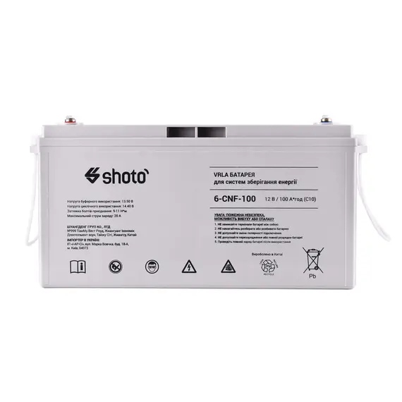 Акумуляторна батарея SHOTO 6CNF, 12V, 100Ah, GEL-CARBON, image _ab__is.image_number.default