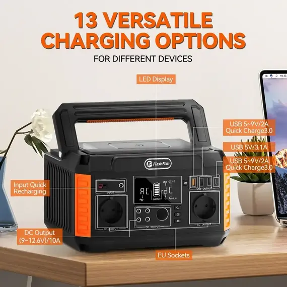 Портативна зарядна станція FlashFish P60 (560W), 500 Вт, 520Вт/час, Li-Ion (літій-іонний), image _ab__is.image_number.default