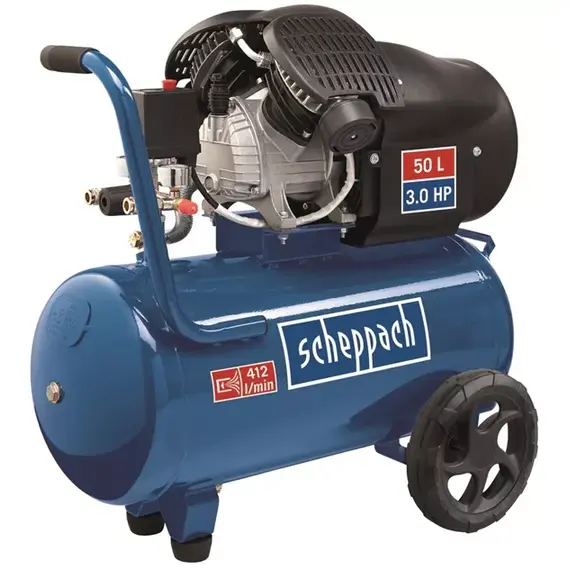 Компрессор воздушный HC55DC Scheppach 50 л, 10 бар, 322 л/мин, 1.8 кВт с набором инструментов, фото 