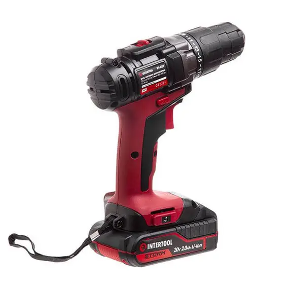Дриль-шурупокрут акумуляторний INTERTOOL WT-0328 20 В, 35 Nm, 0-400/0-1500 об/хв, 0,8-10 мм, літій-іон, 2x2.0 Ач, ЗП, кейс, image _ab__is.image_number.default