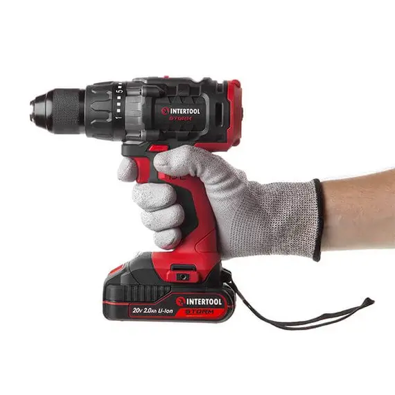 Дриль-шурупокрут акумуляторний  INTERTOOL WT-0331 з безщітковим двигуном 20 В, 50 Nm, 0-400/0-1500 об/хв, 1,5-13 мм, літій-іон, 2x2.0 Ач, ЗП, кейс, image _ab__is.image_number.default