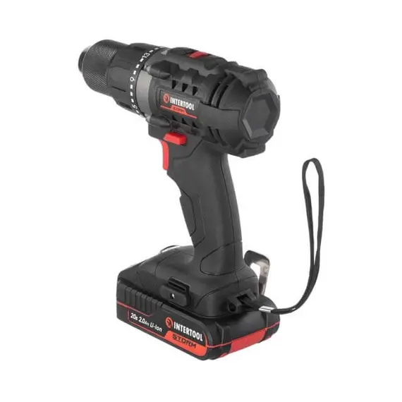 Дрель-шуруповерт аккумуляторная INTERTOOL WT-0351 20 В, 50 Nm, 0-450/0-1700 об/мин, 2-13 мм, Li-Ion, 2.0 Ач, ЗП 2А, кейс, фото , изображение 3