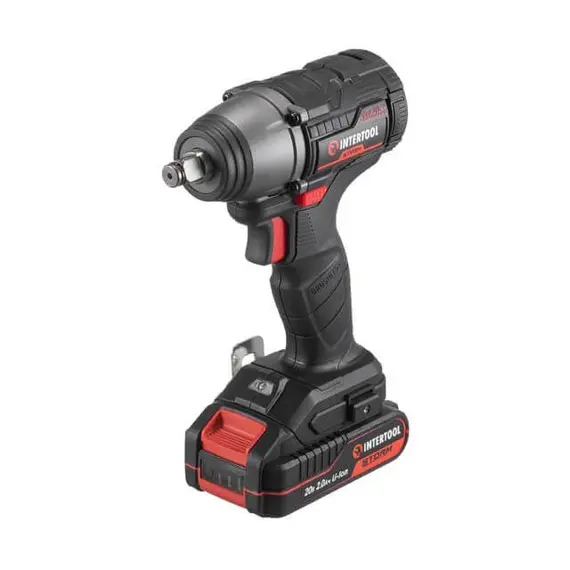 Гайковерт ударный аккумуляторный INTERTOOL WT-0364 с бесщеточным двигателем 20 В, 300 Нм, 0-2500 об/мин, 0-3000 уд/мин, 1/2", Li-ion, 2.0 Ач, ЗУ 2 А, кейс, фото 