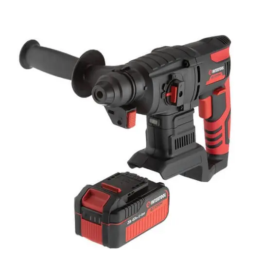 Перфоратор акумуляторний Intertool WT-0370 з безщітковим двигуном 20 В, 2 Дж, 0-1250 об / хв, 0-4800 уд / хв, SDS plus, Li-Ion, 4.0 Ач, ЗП 4А, кейс, image _ab__is.image_number.default