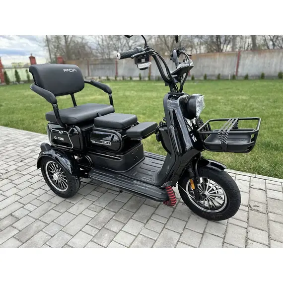 Электротрайк FADA TENi (трехколесный электроскутер) черный, фото , изображение 5