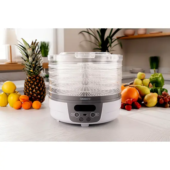 Сушилка для продуктов Ardesto FDB-5321T, 250Вт, поддонов -5x3см, диаметр-32см, таймер, электронное управление, пластик, белый, фото , изображение 8