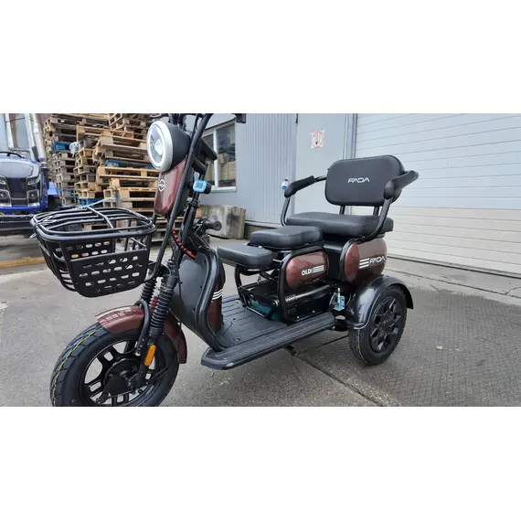 Электротрайк FADA OLDi (трехколесный электроскутер) коричневый, фото , изображение 8