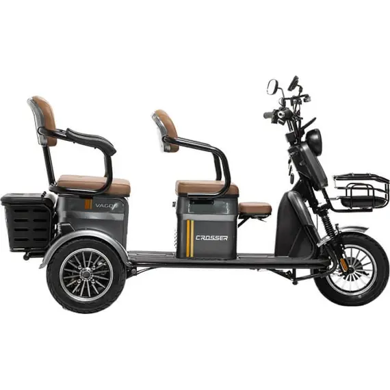 Электротрайк Crosser TR4 Vagon (трехколесный электроскутер) черный 800w, фото , изображение 5
