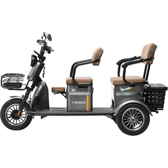 Электротрайк Crosser TR4 Vagon (трехколесный электроскутер) красный 800w, фото , изображение 4