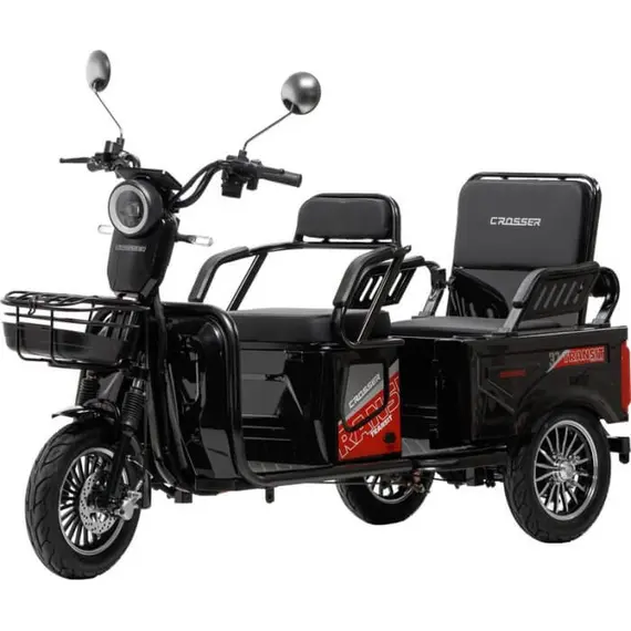 Електротрайк Crosser TR5 Tansit (триколісний електроскутер) чорний 800w, image 