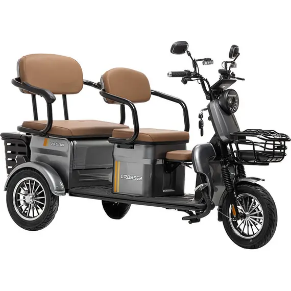 Электротрайк Crosser TR4 Vagon (трехколесный электроскутер) красный 800w, фото , изображение 6