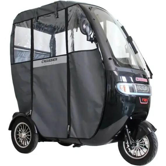 Электротрайк Crosser TR3 (трехколесный электроскутер) черный 800w, фото , изображение 4