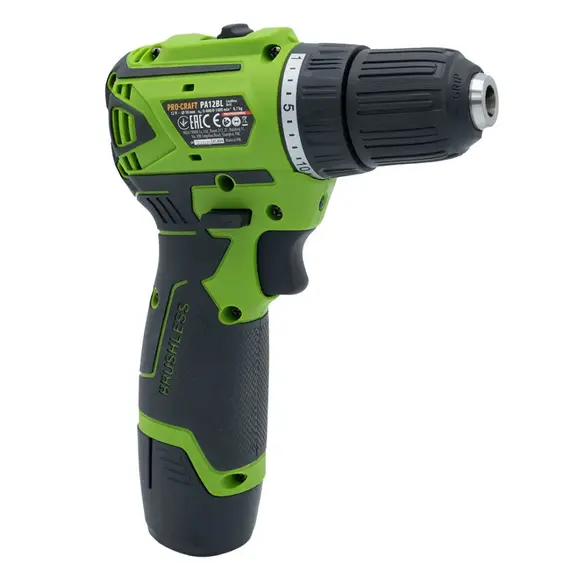 Шурупокрут акумуляторний ProCraft PA-12BL, 12В Li-Ion, 2.0Аг, безщітковий, 30Нм, 0-1400 об/хв, з АКБ (комплект), image _ab__is.image_number.default