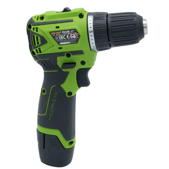 Шурупокрут акумуляторний ProCraft PA-12BL, 12В Li-Ion, 2.0Аг, безщітковий, 30Нм, 0-1400 об/хв, з АКБ (комплект), image _ab__is.image_number.default