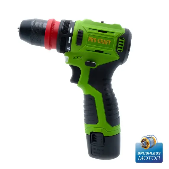 Шурупокрут акумуляторний ProCraft PA-12 PRO DFR, 12В Li-Ion, 2.0Аг, безщітковий, 22Нм, 0-1350 об/хв, DFR-патрон, з АКБ (комплект), image _ab__is.image_number.default