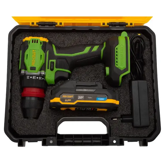 Шурупокрут акумуляторний ProCraft РА-18 PRO DFR, 18В Li-Ion, 2.0Аг, безщітковий, 30Нм, 0-1500 об/хв, DFR-патрон, з АКБ та ЗП (комплект), image _ab__is.image_number.default