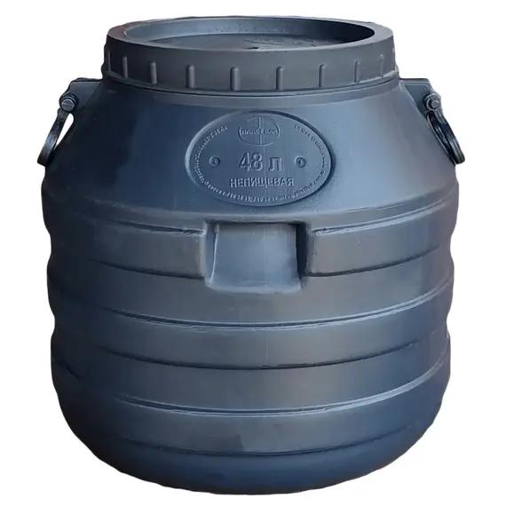 Бидон 48 л черный горловина 28 см ПБ, фото 