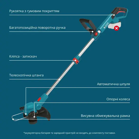 Триммер аккумуляторный Könner&Söhnen KS CST‑20V set с АКБ и ЗУ, фото , изображение 4