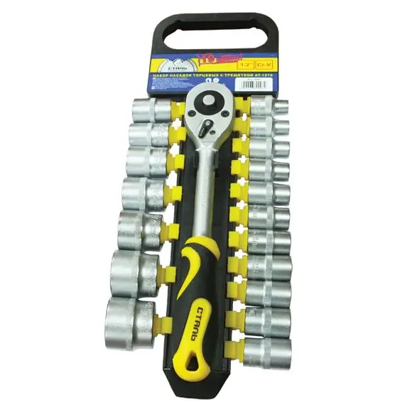 Набор насадок торцевых с трещоткой 19 шт 1/2 (70007) СТАЛЬ AT-1219, image 