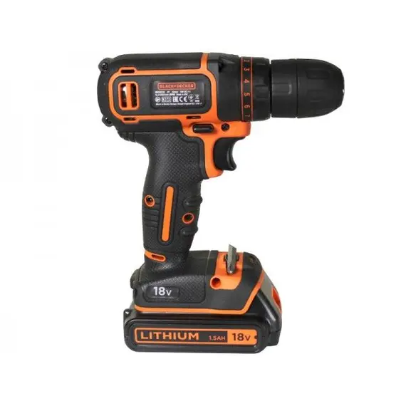 Шуруповерт акумуляторний BLACK+DECKER BDCHD18KB, image 