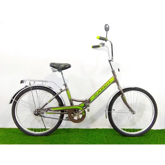 Велосипед Салют 2409 24"/ рама 17" сіро-зелений/червоно-чорний/біло-червоний, image 