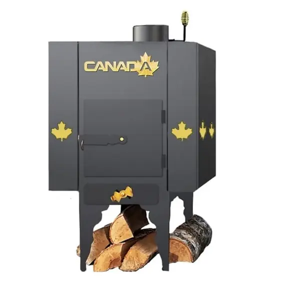 Буржуйка Canada з варильної поверхнею з теплоаккумулятором і захисним кожухом на 30 кв. м, image 